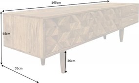 Comoda TV din lemn de salcam cu model 3D Alpine 145cm