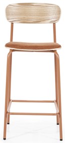 Scaun de bar Skoladin lemn de frasin teracota 95 cm