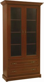 Vitrina pentru living KENT, castan, PAL/sticla securizata, 110x43x205