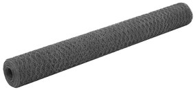 vidaXL Plasă de sârmă găini, gri, 25 x 1,2 m, oțel cu înveliș PVC