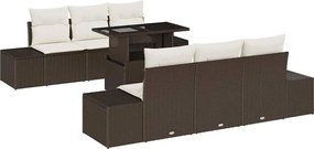 vidaXL Set de canapele pentru grădină cu pernă 7 pcs Maro și Crem