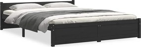 vidaXL Cadru de pat, negru, 140x190 cm, lemn masiv