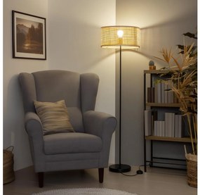 Brilagi - Lampă de podea LED CERIA 1xE27/40W/230V, diametru 25 cm, bambus/negru