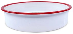 Tava de copt rotunda Oliver Voltz OV51222KR36, 36x6 cm, Otel emailat, Alb/Rosu