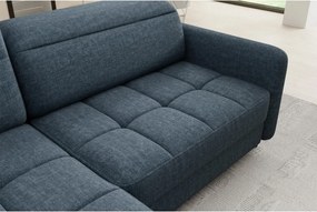 Colțar albastru extensibil/cu spațiu de depozitare cu tapițerie din catifea (cu colț pe partea stângă/în formă de ”L”) Barea – ELTAP