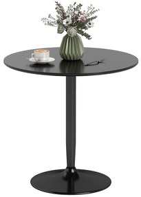 HOMCOM Masă pentru 2 persoane, blat rotund Ø80 cm, MDF și oțel, antiderapant, Negru, 75H cm | Aosom Romania