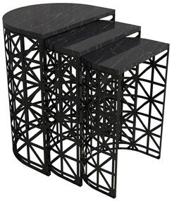 Masă pliabilă Stil Black Marble, 3 buc
