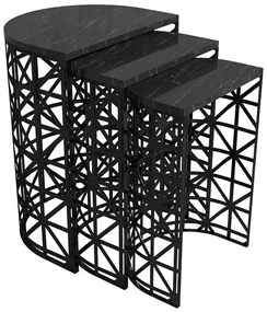 Masă pliabilă Stil Black Marble, 3 buc