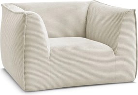 Fotoliu bej cu tapițerie din catifea reiată Giorgia – Bobochic Paris