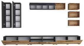 Living haaus Haga V5, Antracit/Stejar Wotan, L 360 cm