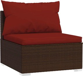 vidaXL Canapea de mijloc de grădină cu perne ,maro,poliratan