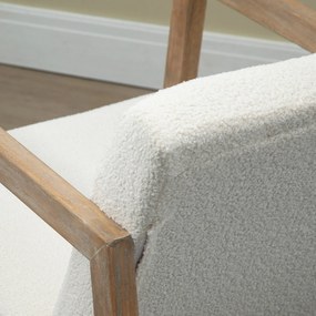 HOMCOM Scaun Balansoar Minimalist cu Pernuțe pentru Scaun și Spătar, Scaun pentru Sufragerie din Lemn de Caucciuc, Pluș și Spumă, 60x81x71 cm, Crem | Aosom Romania