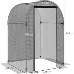 Outsunny Plasă de protecție pentru păsări, protecție pentru plante, robust, ușă cu fermoar, 120x120x188 cm, Negru/Argintiu | Aosom Romania