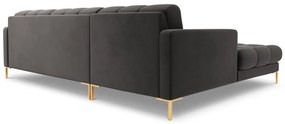 Colțar tapițat Bali, Gri închis/5 locuri/picioare gold/partea stângă/ L293 x l185 x h75