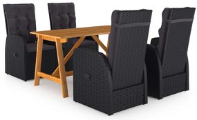 vidaXL Set de masă pentru grădină, 5 piese, negru