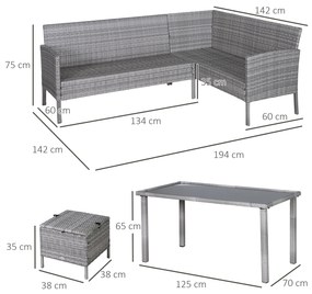 Outsunny Set Mobilier de Terasă 5 Piese, 2 Canapele, Masă de Cafea, 2 Scaune, Ratan Sintetic Gri, Design Modern | Aosom Romania