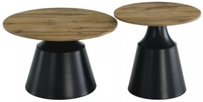 Set 2 mese de cafea Itaka stejar artizan/negru ø50/ø70