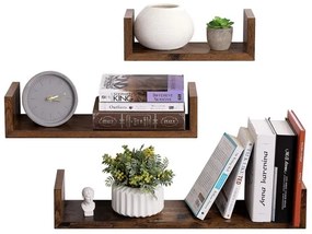 Set de 3 rafturi de perete SHELFY, maro
