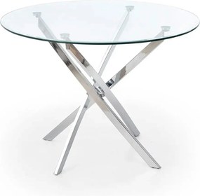 Masa rotunda de sticla RAYMOND, argintiu, sticla/otel, 100x73 cm