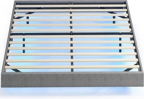 HOMCOM Somier 160x200 cm cu Lumini LED Structură de Pat Tapițerie tip in Lamele din Lemn Ușor de Montat Gri | Aosom Romania