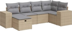 vidaXL Set canapele de grădină cu perne, 6 piese, bej, poliratan
