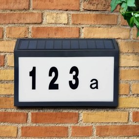 Număr casă solar LED NUMERO LED/3,7V 6000K 1200 mAh IP44 negru