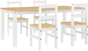 vidaXL Set de sufragerie din 5 piese Panama din lemn masiv de pin alb