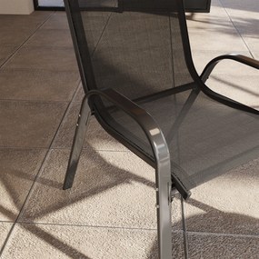 Outsunny Set de 4 Scaune Suprapozabile cu Spătar Înalt și șezut din Plasă, 54x71x93 cm, Negru | Aosom Romania