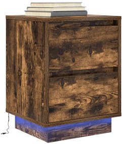 vidaXL Noptiera cu lumini LED Stejar afumat 38x34x50 cm