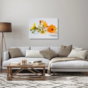 Tablou pe sticlă cu flori portocalii (70x50 cm)