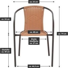 Set balcon grădină, polyrattan, 2 scaune + masă din sticlă