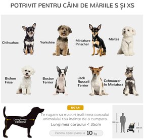 PawHut Cărucior pentru Câini cu 3 Roți, Cărucior Pliant cu Husă de Ploaie, Coș și Curea, 80,5x51,5x100 cm, Kaki | Aosom Romania