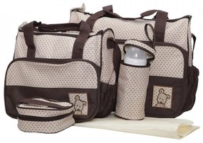 Set 3 genti bebe NOVOKIDS™ Mastella atasabile la carucior, Capacitate mare, Geanta termos pentru biberoane inclusa, dimensiune 39X35X10 cm, Maron Crem