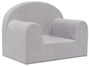 341786 vidaXL Canapea pentru copii, gri deschis, pluș moale