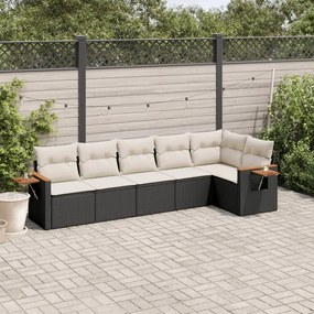 3226826 vidaXL Set mobilier de grădină cu perne, 6 piese, negru, poliratan