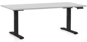 Masa inaltime reglabila OfficeTech D, 160 x 80 cm, bază neagră, gri deschis