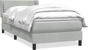 vidaXL Pat box spring cu saltea, gri deschis, 80x220 cm, catifea