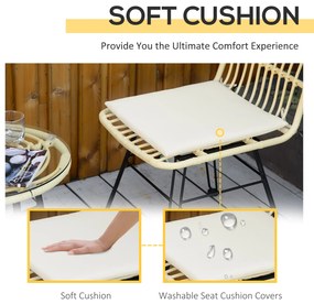 Outsunny Set Mobilier Grădină 3 Piese din Ratan, Salon Exterior cu Măsuță de Cafea și Scaune, Perfect pentru Patio, Bej | Aosom Romania