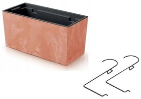 Jardiniera decorativa, suport metalic, maro, 39.5x18.5x19.5 cm, Urbi Case Beton Effect W