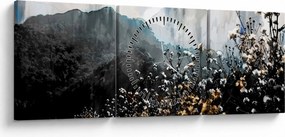 Tablou - Ilustrație de flori sălbatice (cu ceas) (90x30 cm)