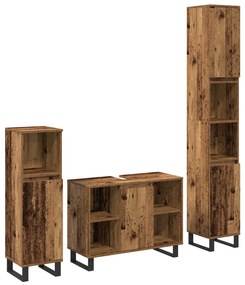 vidaXL Set de mobilier pentru baie cu ușă 3 pcs Maro 30 x 30 x 180 cm