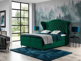 Pat matrimonial 180 cm Leonardo (Verde închis ) (cu somieră, saltea și sp. depozitare). Promo -17%. 1070138