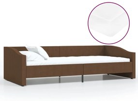 3080419 vidaXL Pat de zi cu saltea & USB, maro, 90x200 cm, textil