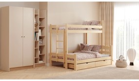Pat supraetajat Lovic 90x200/120x200 cu sertare stânga - pin