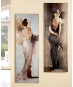Set 2 tablouri Lady, Panza Lemn, Multicolor, 40x2.5x120 cm