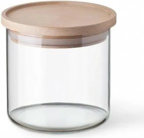 Doză din sticlă Simax 5162 cu capac din lemn,0,5 l