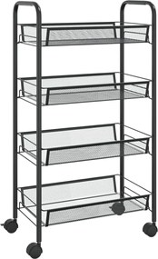 vidaXL Cărucior de bucătărie, 4 niveluri, negru, 46x26x85 cm, fier