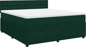 vidaXL Pat box spring cu saltea, verde închis, 180x200 cm, catifea