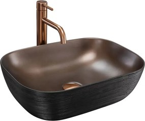 Lavoar pe blat Rea Belinda dreptunghiular 46.5 cm cupru periat-negru mat