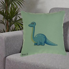 Perna Personalizata Brontosaur Albastru, 40x40 cm, Verde, Husa Detasabila, Perna Inclusa, BEKZ®